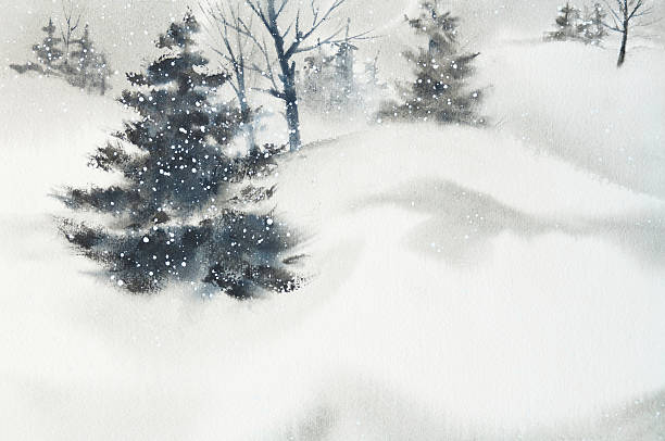 Winter Snow Scene Background vector art illustration