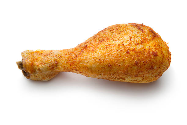 Poultry: Roast Chicken Drumstick Isolated on White Background More Photos like this here... chicken leg stock pictures, royalty-free photos & images