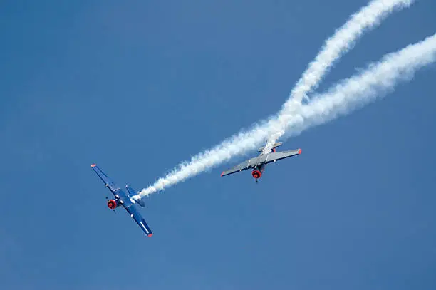 Two Planes at Airshow with smoke trail