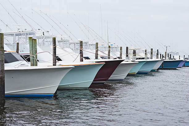 istock Yachts lined up in the harbor 182360256