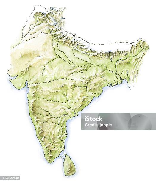 저수시설 색상 맵 인도 인도-인도아 대륙에 대한 스톡 벡터 아트 및 기타 이미지 - 인도-인도아 대륙, 지도, 강