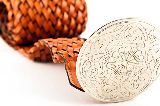 istock Belt buckle large ornate pattern isolated on white 182361306