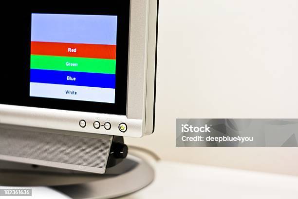 Computer Monitor With Red Green Blue White Colors On Screen Stock Photo - Download Image Now