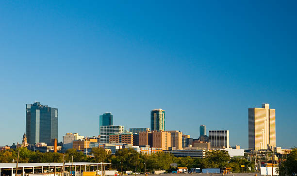 istock Skyline of Fort Worth Downtown against a clear blue sky 182362362