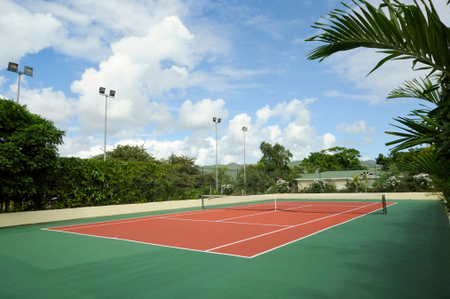 Tennis court on a tropical location