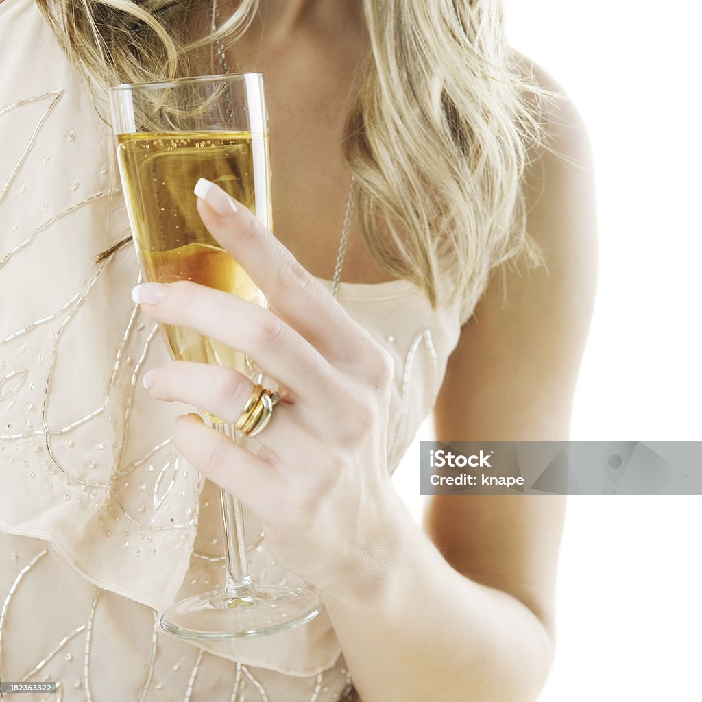 Donna con bicchiere di champagne - Foto stock royalty-free di Capodanno