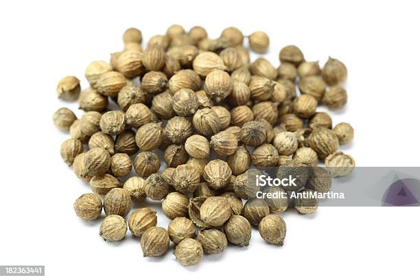 Coriander Isolated On White Stock Photo - Download Image Now - Brown, Close-up, Condiment