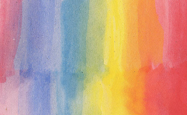 Painted watercolor rainbow stock photo