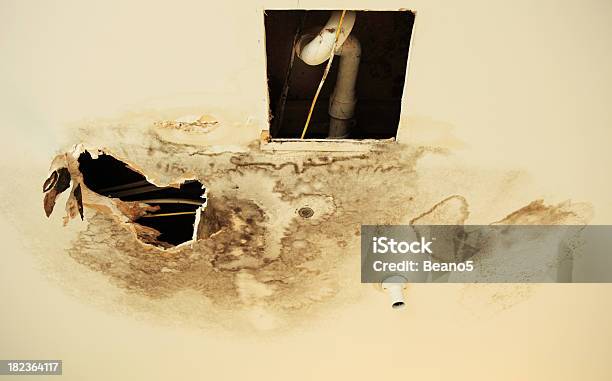 Water Damage Stock Photo - Download Image Now - Ceiling, Leaking, Water Pollution
