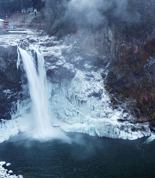 スノコルミー滝冷凍 vertcal パノラマ - vertcal ストックフォトと画像