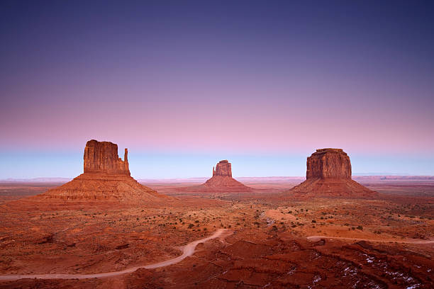 istock Desert roads and rock formations at twilight 182365193