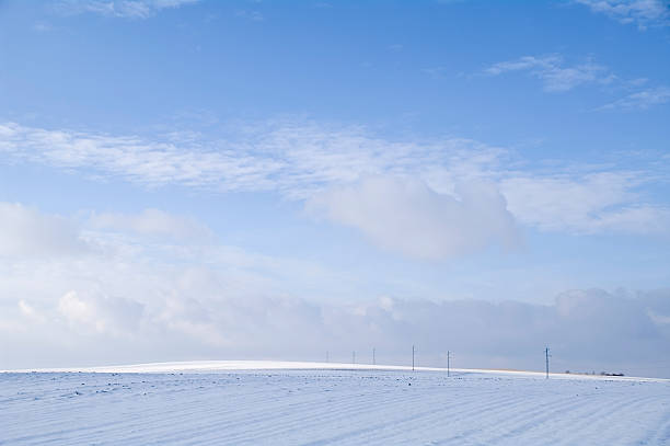 istock Power Lines in Snow with Blue Sky 182365870
