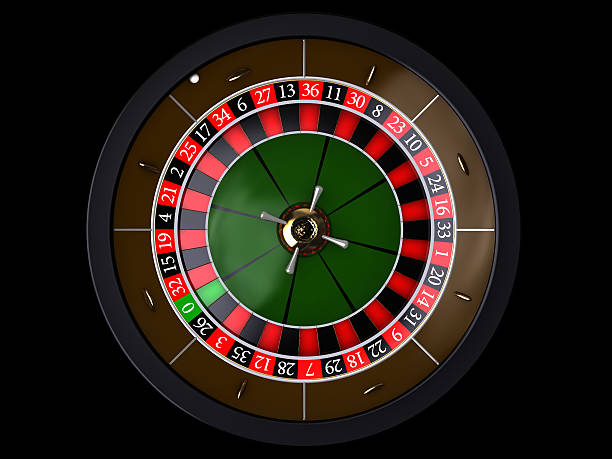 Roulette on a black, top of view stock photo