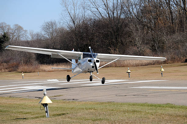istock Small Airplane Landing in Gusty Cross Wind 182366105
