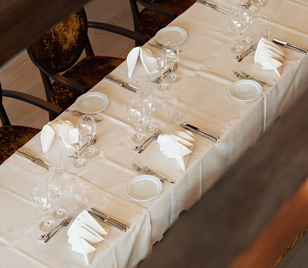 istock Top view of a neatly set restaurant table 182366681