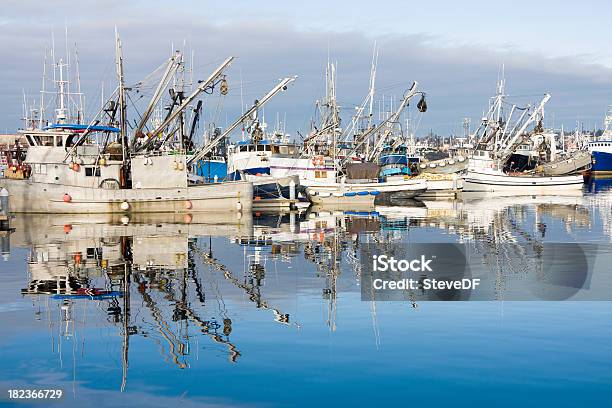 Imbarcazioni Da Pesca Commerciale Al Dock - Fotografie stock e altre immagini di Acqua - Acqua, Affollato, Albero maestro