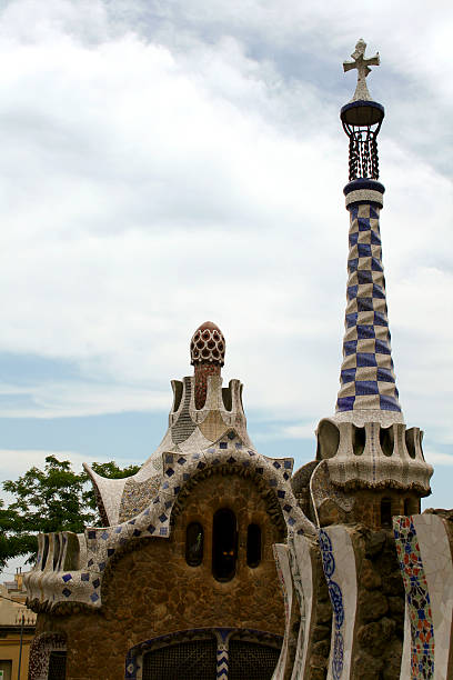 Park Guell cross stock photo