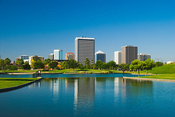 istock Phoenix Midtown skyline, park, and lake 182367645