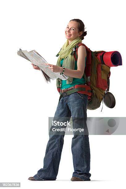 Personas Turista Feliz Foto de stock y más banco de imágenes de Mujeres - Mujeres, Una sola mujer, Mapa