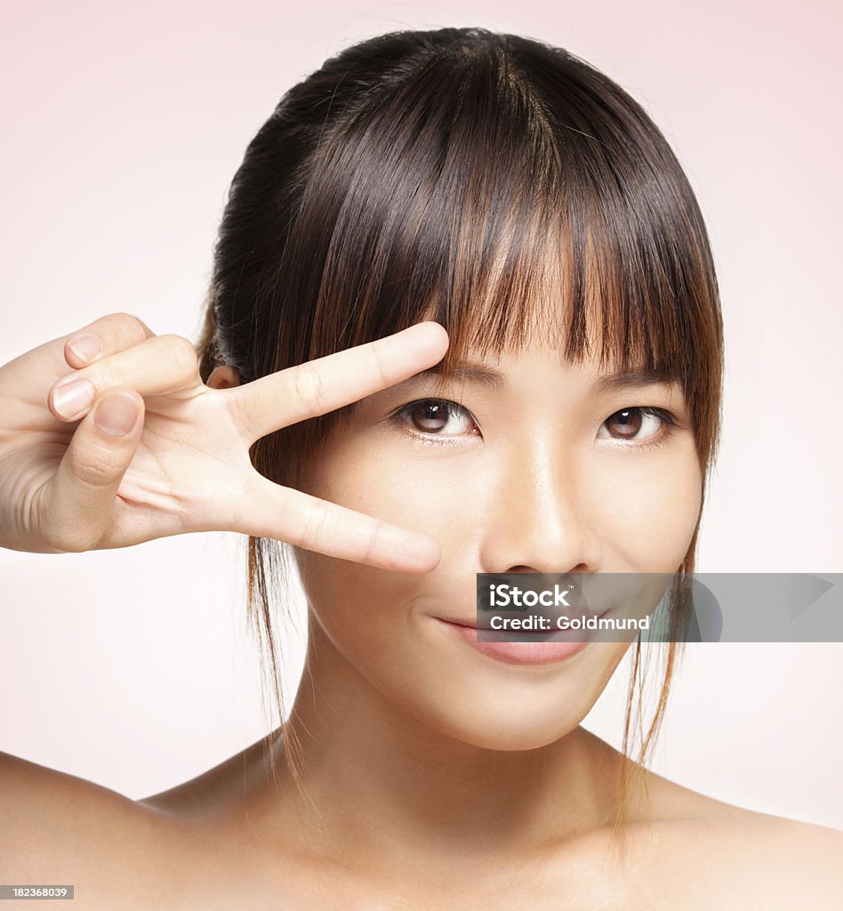 Beleza asiática - Royalty-free Franja - Estilo de cabelo Foto de stock