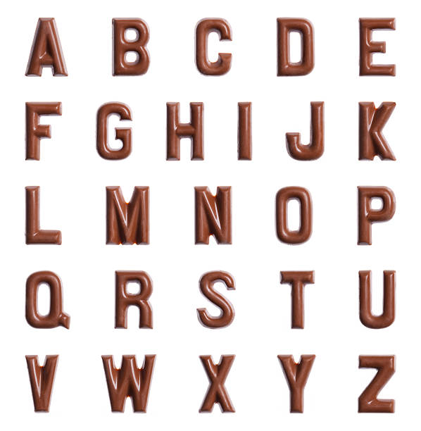 istock Full alphabet with letters of chocolate, isolated on white 182368465