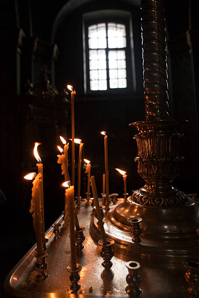 istock Candles in orthodox church 182369126