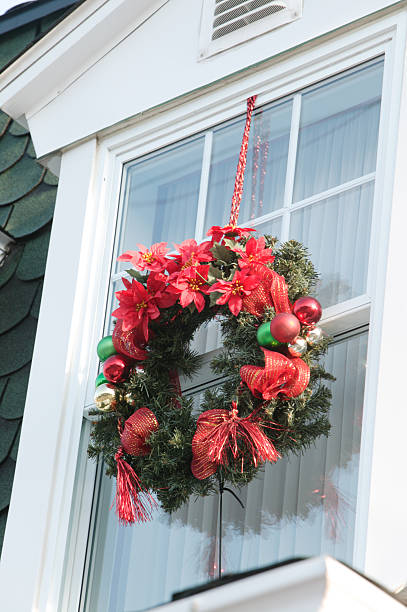 istock christmas decorations in the window 182369420