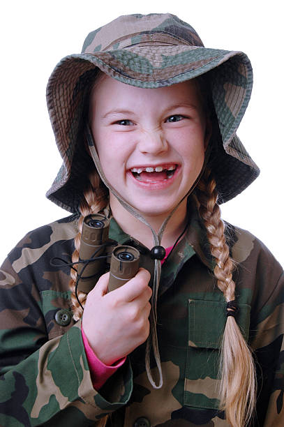 istock Laughing Girl In Camouflage 182370121