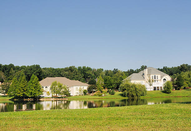 istock Modern Luxury Homes on a Lake in Indiana Subdivision 182370720