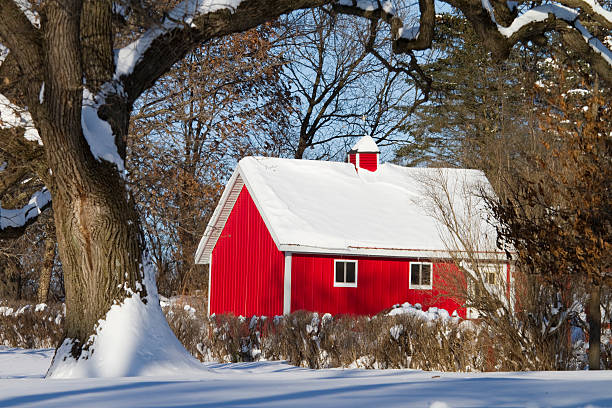 winter barn stock photo