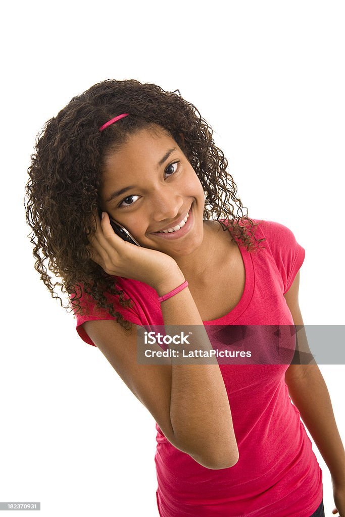 Origem Africana adolescente no telefone - Foto de stock de Adolescente royalty-free