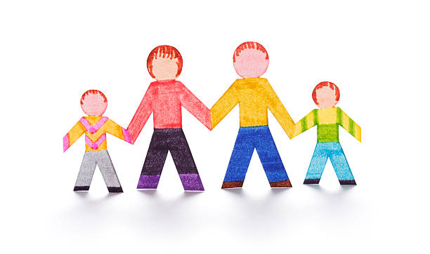 istock Family with two kids as paper cutouts 182370995