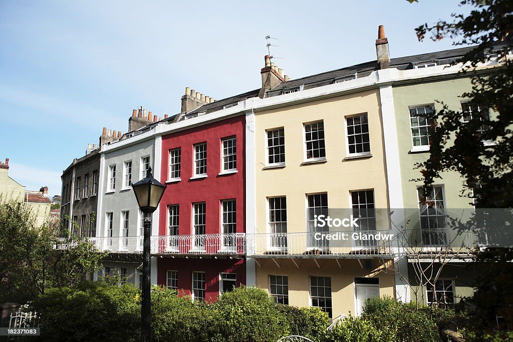 Georgian multicolore maison avec Terrasse Crescent - Photo de Architecture libre de droits