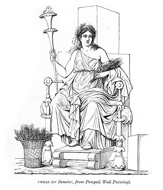 ilustrações, clipart, desenhos animados e ícones de ceres deusa romana do amor materno - ceres