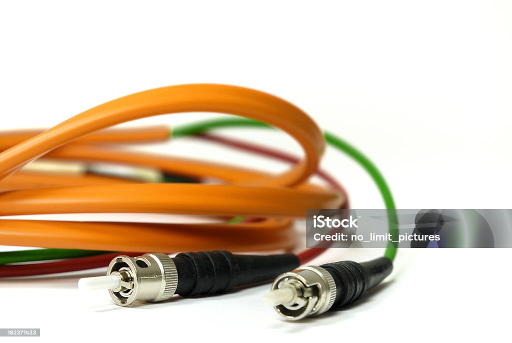 Fiber optic cable Fiber optic cable with two ST-plugs.computer and computer network Cable Stock Photo