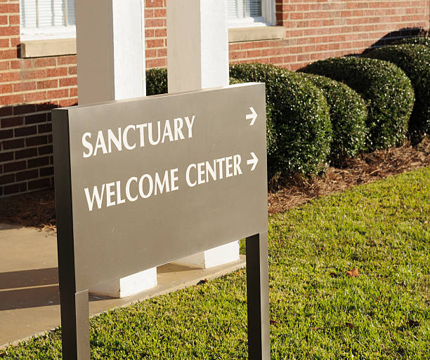 istock Church welcome center sign 182371806