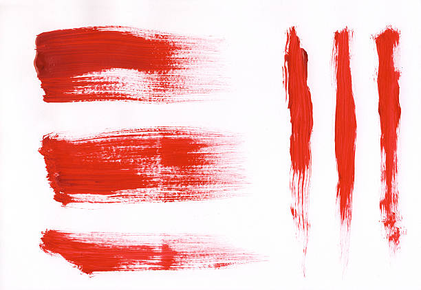 Red painted brush strokes stock photo
