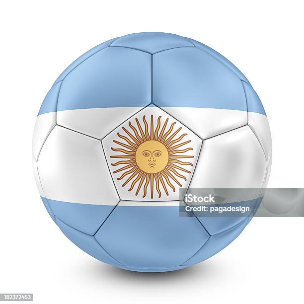 Bandeira Argentina Com Bola De Futebol Americano - Fotografias de stock e mais imagens de Argentina - Argentina, Bandeira, Bandeira Argentina
