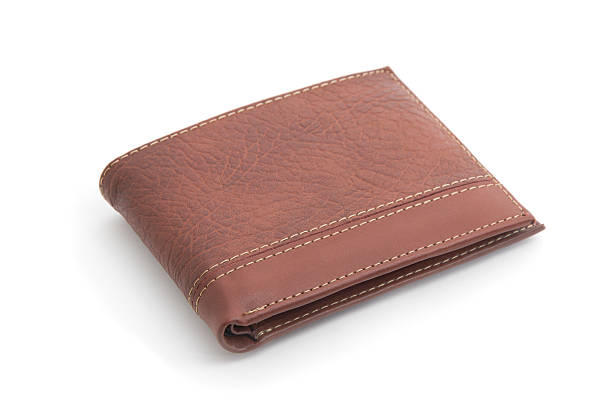 Brown Leather Wallet Isolated on White stock photo