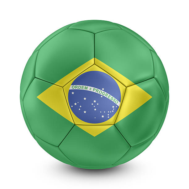 istock brazilian flag on football 182373585