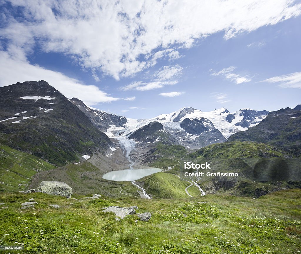 Glaciar 있는 스위스 잘프 at Susten 산길 - 로열티 프리 계곡 스톡 사진