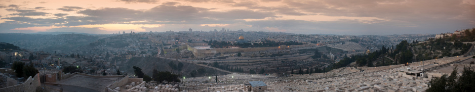 Panorama XXXL of Jerusalem with city wall and dome of the rock. Taken form mount of olives.See my other photos of Israel: