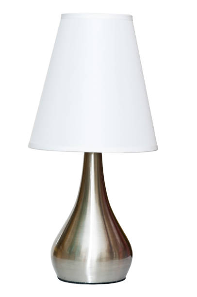 istock Metallic table lamp with white shade and clipping path 182374140