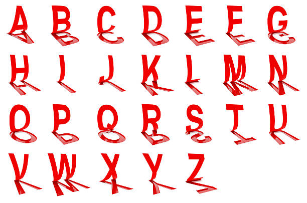 3 d zeichen isoliert auf weißem hintergrund - letter p alphabet three dimensional shape red stock-fotos und bilder