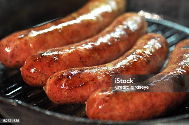 Sausages Stock Photo - Download Image Now - Sausage, Bratwurst, Skillet - Cooking Pan