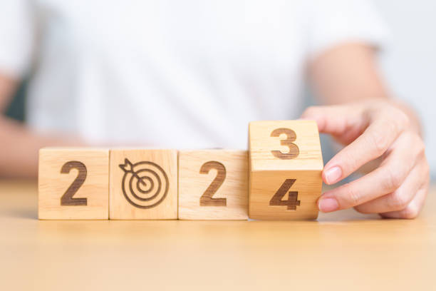 istock 2023 year change to 2024 year block with dartboard icon. Goal, Target, Resolution, strategy, plan, Action, mission, motivation, and New Year start concepts 1823746292