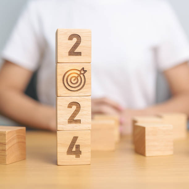 istock 2024 block with dartboard sign. Business Goal, Target, Resolution, strategy, plan, Action motivation, mission, thinking, and New Year start concepts 1823746837