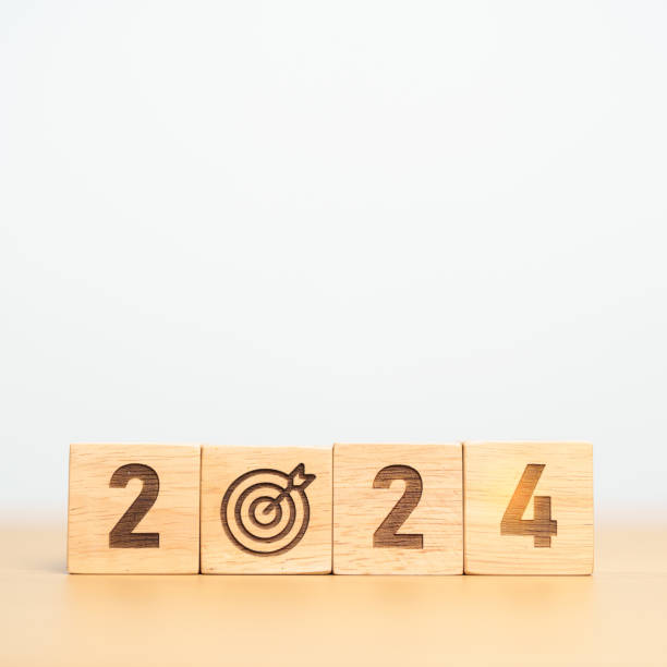istock 2024 year block with dartboard icon. Goal, Target, Resolution, strategy, plan, Action, mission, motivation, and New Year start concepts 1823747882