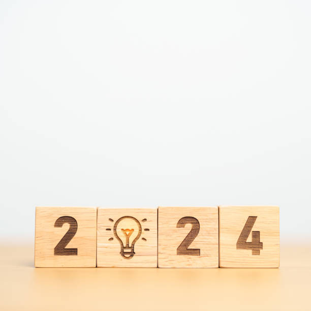 istock 2024 block with lightbulb. Business Idea, Creative, Thinking, brainstorm, Goal, Resolution, strategy, plan, Action, change and New Year start concepts 1823747886