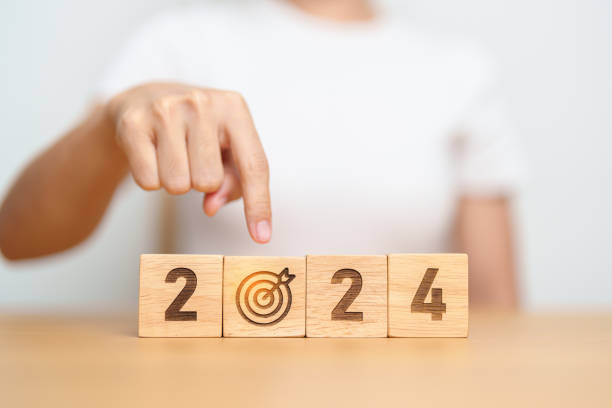 istock 2024 year block with dartboard icon. Goal, Target, Resolution, strategy, plan, Action, mission, motivation, and New Year start concepts 1823748930